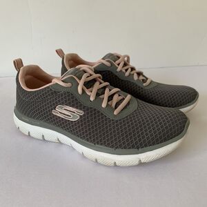 Skechers Flex Appeal 2.0 Shoes Sneakers Women 7.5 Gray Pink Workout Gym Running